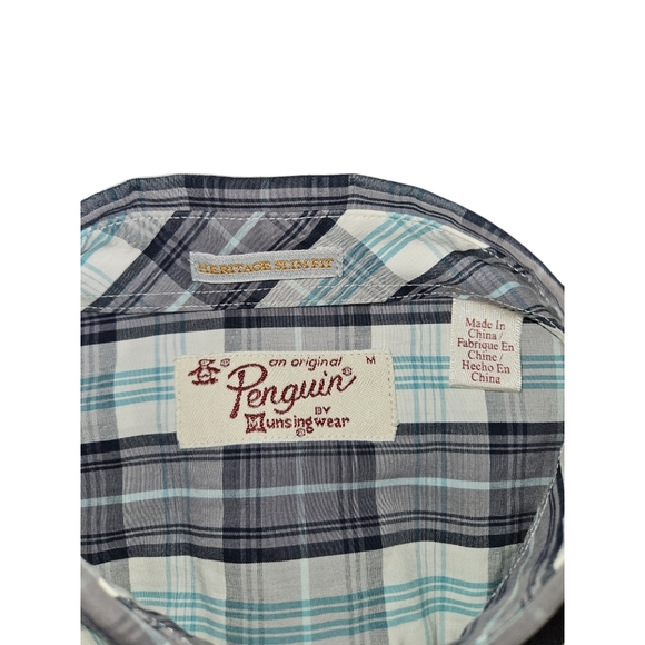 Original Penguin Men's Plaid Multicolor Longsleeve Button Up Shirt Medium - Picture 3 of 10